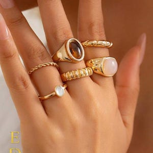 Set di anelli in oro vintage minimalisti, anelli in metallo impilabili, 6 pezzi