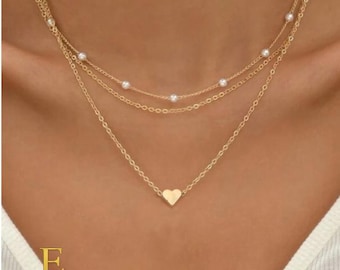 Layered Heart & Faux Pearl Necklace Set: Women's Everyday Jewelry
