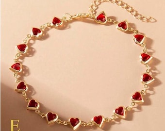 Herz Fußkettchen - verstellbarer Sommer Schmuck