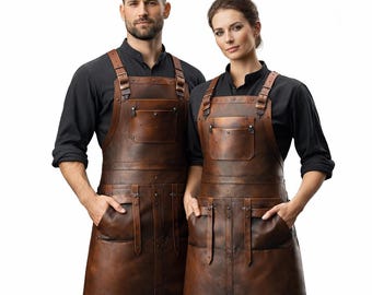 Full Grain Leather Split-Leg Apron – Heavy Duty Woodworking & Welding