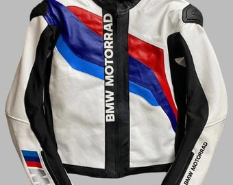 Chaqueta de cuero para moto BMW para hombre, auténtica piel de vacuno, chaqueta de motociclista de carreras con protección CE, equipo de protección para montar en moto, regalo para él.
