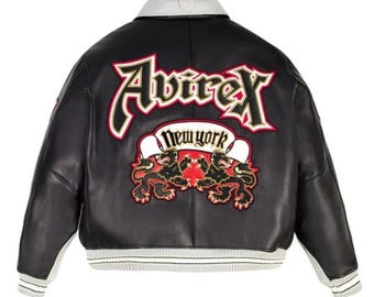 Avirex Varsity Bomber Jacket | Quilted Leather Letterman, Streetwear