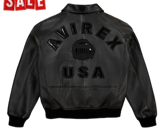 Chaqueta Avirex ICON Bomber American Flight de piel sintética para hombre - Negra - Chaqueta ICONIC - 100 % auténtica