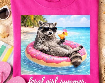 Feral Girl Summer Png, Summer Shirt Design, Summer Graphic Png, Shirt Sublimation Design, Beach Shirt Png, Funny Raccoon Shirt Design