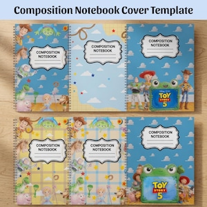 Toy Story Composition Book Cover, Kids Notebook Cover, Back to School Printable, Diy Canva Digital Download Toy Story png and Digital Papers