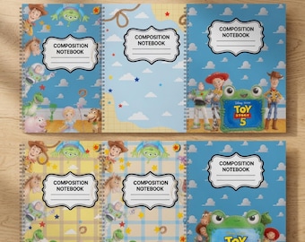 Toy Story Composition Book Cover, Kids Notebook Cover, Back to School Printable, Diy Canva Digital Download Toy Story png and Digital Papers