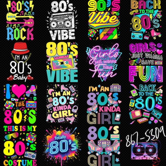 Retro 80s 90s Vibe PNG, Vintage Neon Aesthetic Design, Back to the 80s Shirt Sublimation, Colorful Retro Music PNG