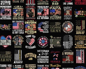 Veteran PNG Bundle Patriotic American Flag Military Designs, Veterans Day Sublimation Files, USA Army Navy Air Force PNG for Shirts
