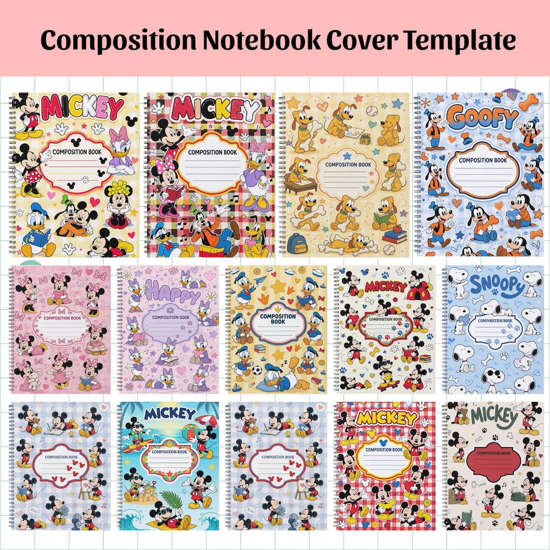 Disney Character Notebook Cover Bundle, Mickey Mouse Friends ...