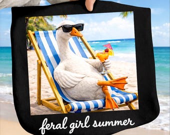 Feral Girl Summer PNG, Funny Goose Summer Shirt Design, Beach Vacation Graphic, Sublimation PNG, Trendy Summer Outfit Print