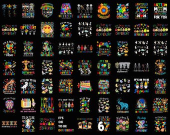 Trendy Autism Awareness 40+ PNG Bundle, New 2026, Puzzle Ribbon Designs, Support Squad, Hand-Painted, Hand-Drawn (Digital Download)