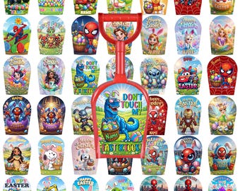 Toy Shovel Easter Template (Canva) Bundle, Editable Easter Shovel Wrap, Kids Easter Basket Name Tag, Printable DIY Favor, Instant Download