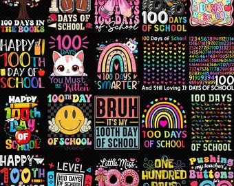 100 Days of School PNG Bundle, Funny Teacher Student Kids Designs, 100th Day Shirt Sublimation Files