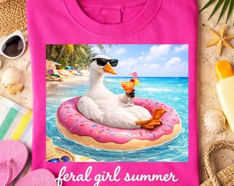 Feral Girl Summer Png, Summer Shirt Design, Summer Graphic Png, Shirt Sublimation Design, Beach Shirt Png, Funny Goose Shirt Design