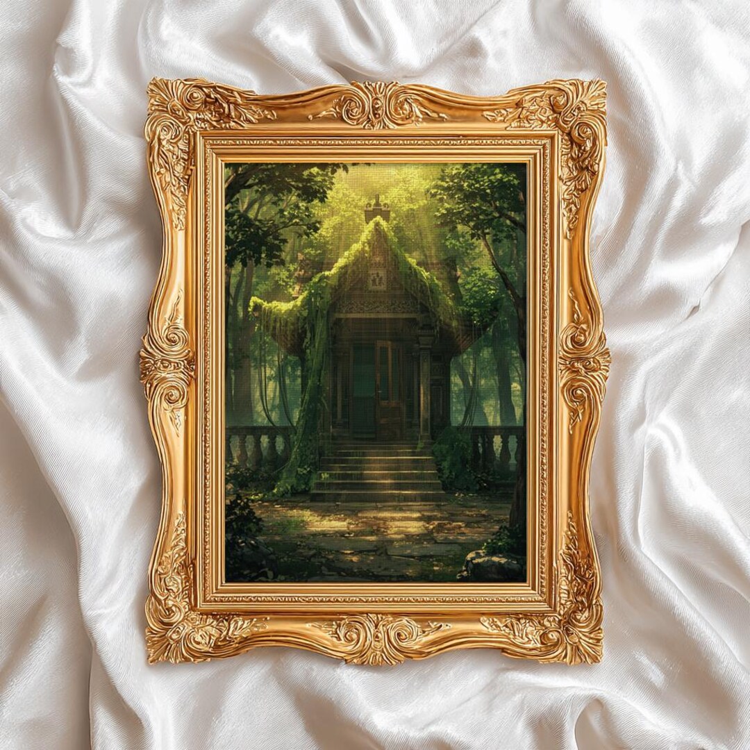 Shrine Rustic Sign Moody Abandoned Forest Shrine Art, Rustic Fantasy Digital Painting ...