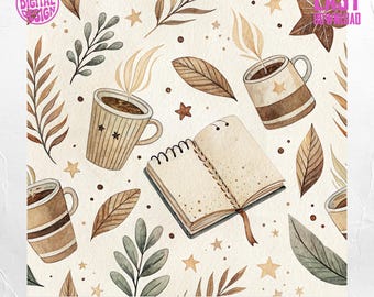 Coffee Shop Book Muster: Beiges Papier (Digitaler Download)