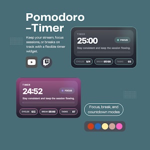 Widget de cuenta regresiva Pomodoro para StreamElements OBS
