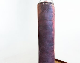 Vintage Double-Tone Cowhide Leather Punching Bag – Heavy Duty Boxing Training Equipment
