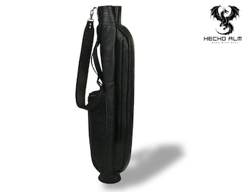 Borsa da golf in pelle stampata coccodrillo nero corvino: borsa da trasporto minimalista personalizzata, borsa da golf Sunday, borsa da golf con tracolla