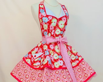Retro Apron: June Cleaver Paper Daisies, 50s Housewife Cosplay