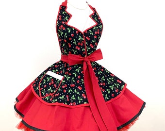 Black Cherry Betty the Car Hop Apron / Retro Woman's Apron