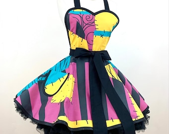 Sally Skellington Costume Apron, Woman’s Nightmare Before Christmas Cosplay, Rag Doll Halloween Costume, Disneybound