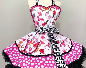 Womens Retro Apron - At the Nail Salon