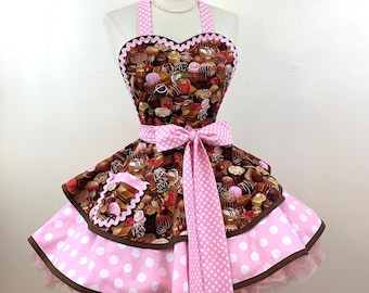 Chocolate Dreams Apron: Retro Kawaii Women's Apron