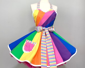 Rainbow Apron: Retro Women's Kitchen Apron