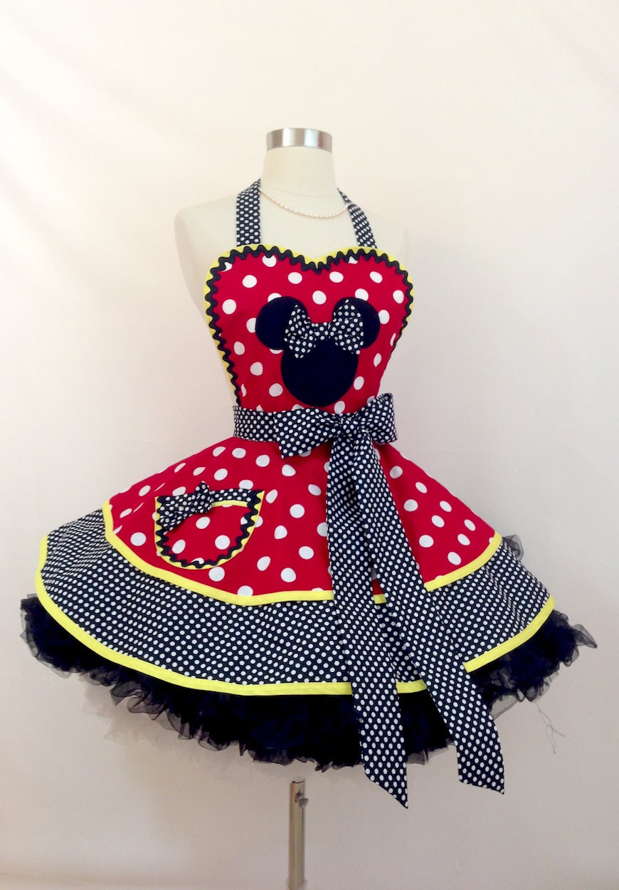 Minnie Mouse Inspired Pin Up Apron Disneybound Costume Apron Etsy
