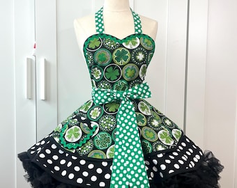 Shamrock Pin-Up Apron: Retro St. Patrick's Day Hostess Apron