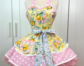 Lemony Fresh Woman's Apron, Retro Apron
