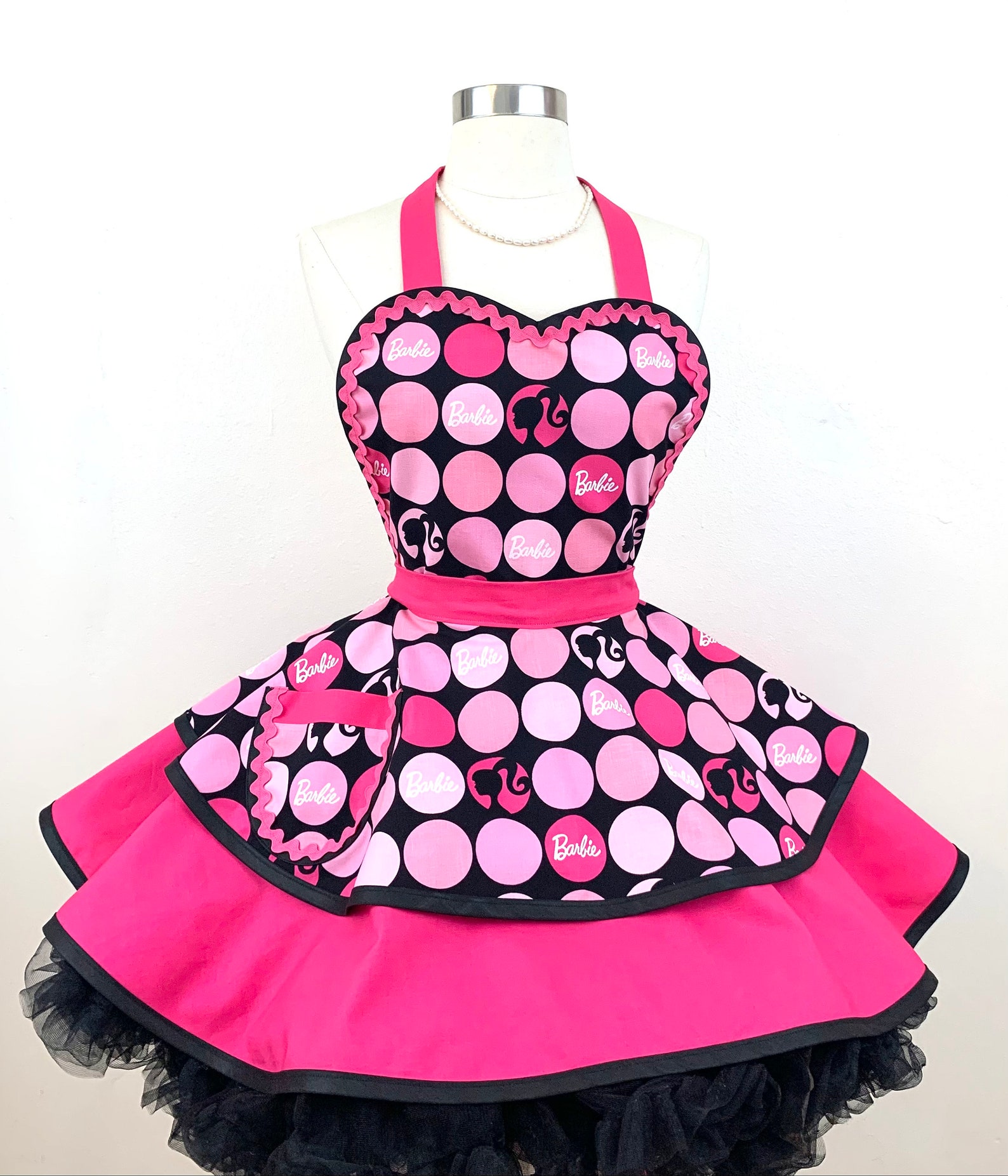Polka Dot Barbie Apron Retro Apron Hot Pink /Black | Etsy