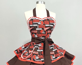 Cleveland Browns NFL Fan Girl Apron, Tailgate Hostess Aprons for Women