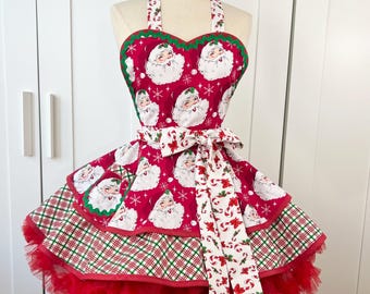 Vintage Santa Christmas Apron, Holiday Baking