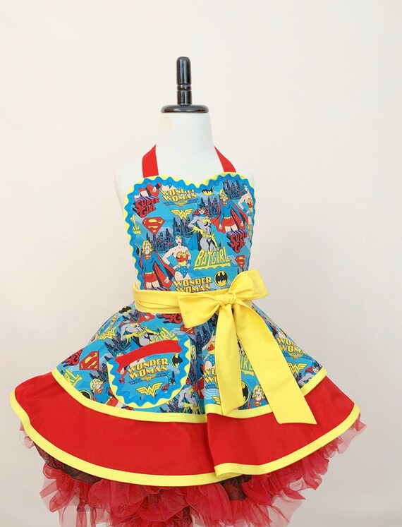 Girl Super Hero Apron Little Girls Apron Ready to Ship