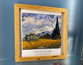 Handmade Oak Square Frame 20x20 cm | Modern Art Display, Art Print Included