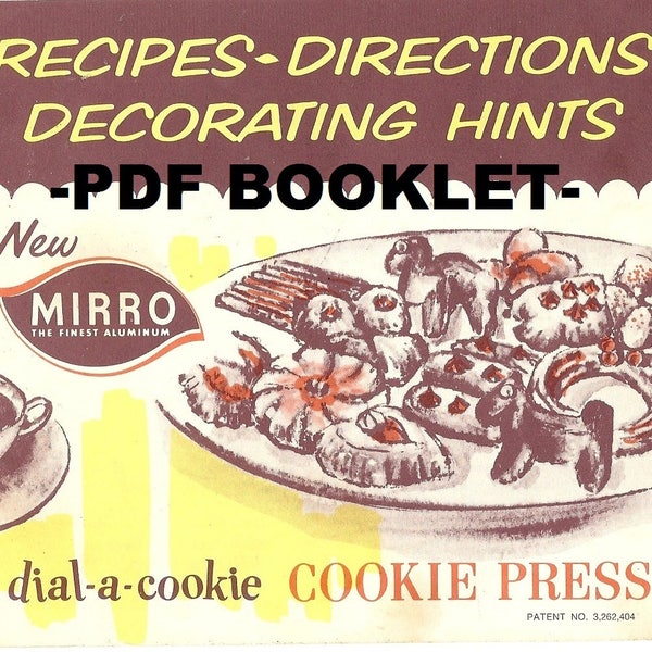 Dial a Cookie PDF MIRRO Cookie Press Spritz Recipes and Instruction Booklet Download 1960s