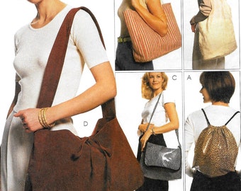 Messenger Shoulder Bag Sewing Pattern Shopping Farmers Market Tote Backpack Slingbag McCalls 8705 Uncut