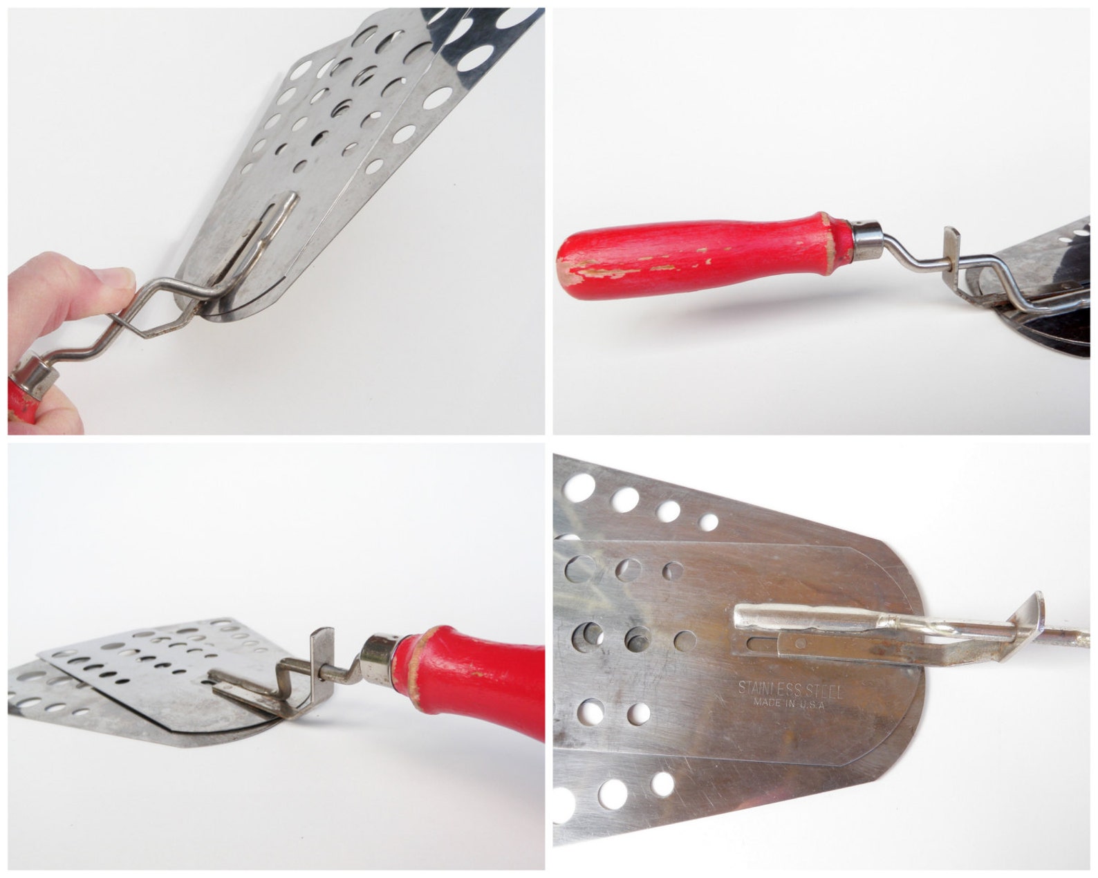 Pancake Flipper Turner Spatula Red Wood Handle Triple Wide Etsy