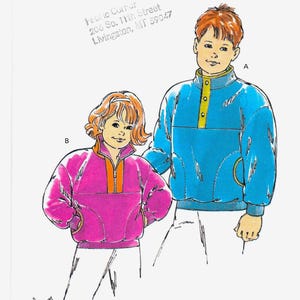 May include: A sewing pattern for two pullover sweaters. The pattern includes instructions for a blue sweater with a yellow zipper and a pink sweater with an orange zipper.