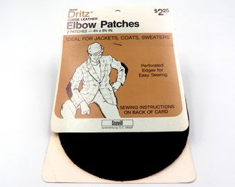 Leather Elbow Patches Suede Thick Perforated Vintage 1980s Dritz Sewing Notion Supply Oval Black 4 x 6