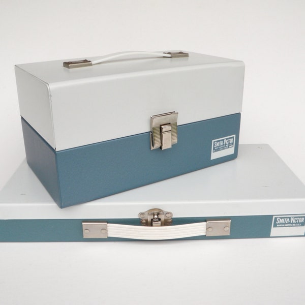 Reserved for MIKE: Vintage Slide Storage Box Industrial Metal Mid Century Decor