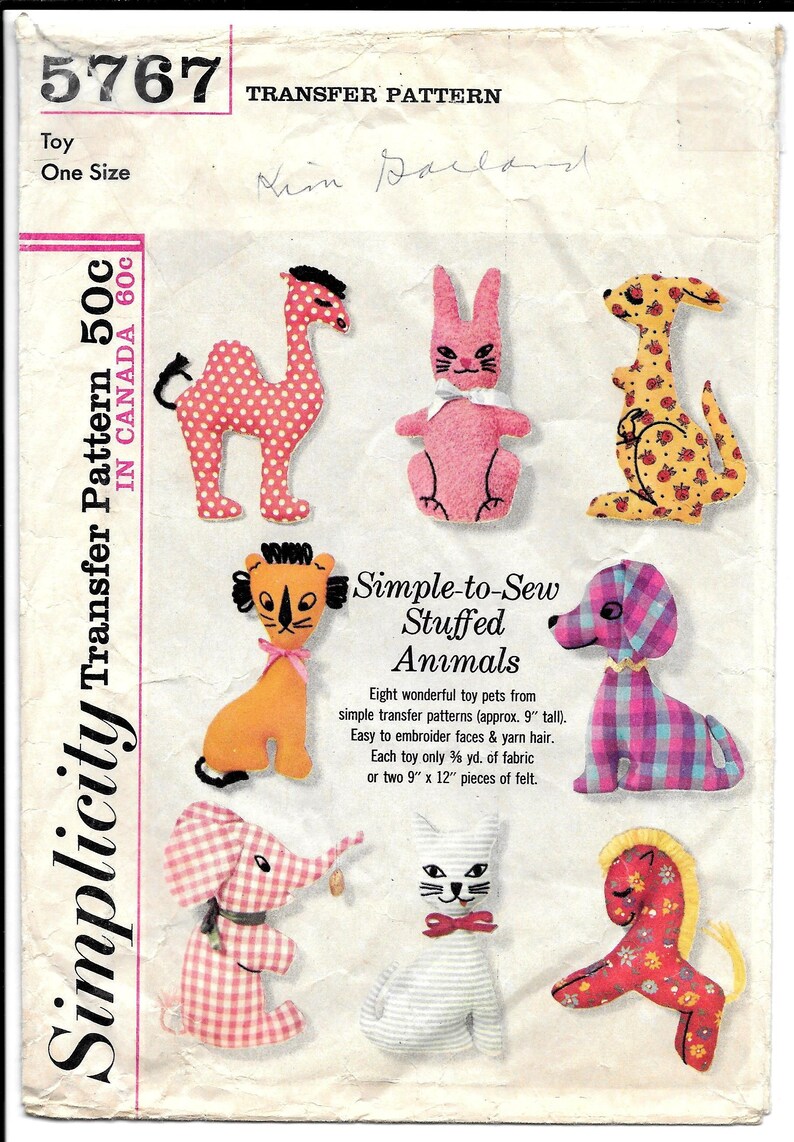 vintage stuffed animal patterns