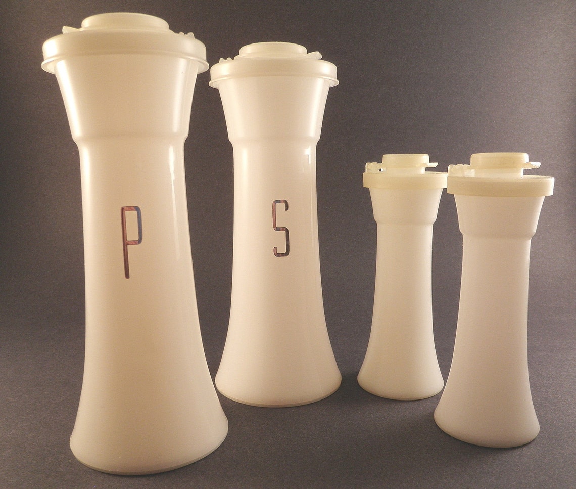 SALE Vintage Salt & Pepper Shakers Tupperware White Hourglass Etsy