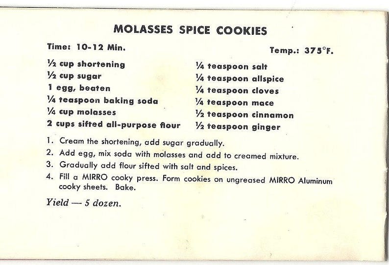 MIRRO Cookie Press Spritz Recipes and Instruction Manual PDF Booklet