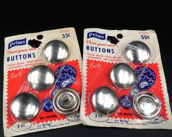 Vintage Buttons to Cover Big 1 1/8" Prims Brass Rust Proof 6 Total Sewing Craft Supply Notions