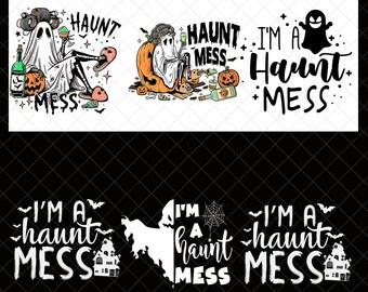 Haunt Mess Halloween PNG-bundel, grappig spookontwerp, rommelige Halloween digitale download, griezelige Halloween-kleding, ontwerp Halloween-feest