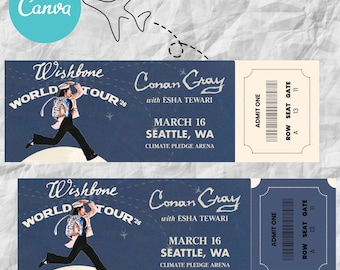 Ticket Conan Gray Wishbone World Tour - direct downloaden - afdrukbare en bewerkbare canva-sjabloon