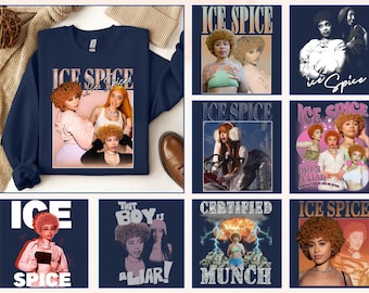 Bundel Ice Spice png, vintage rap T-shirt Ice Spice png, hiphop graphic print svg, merchandise T-shirt Ice Spice png